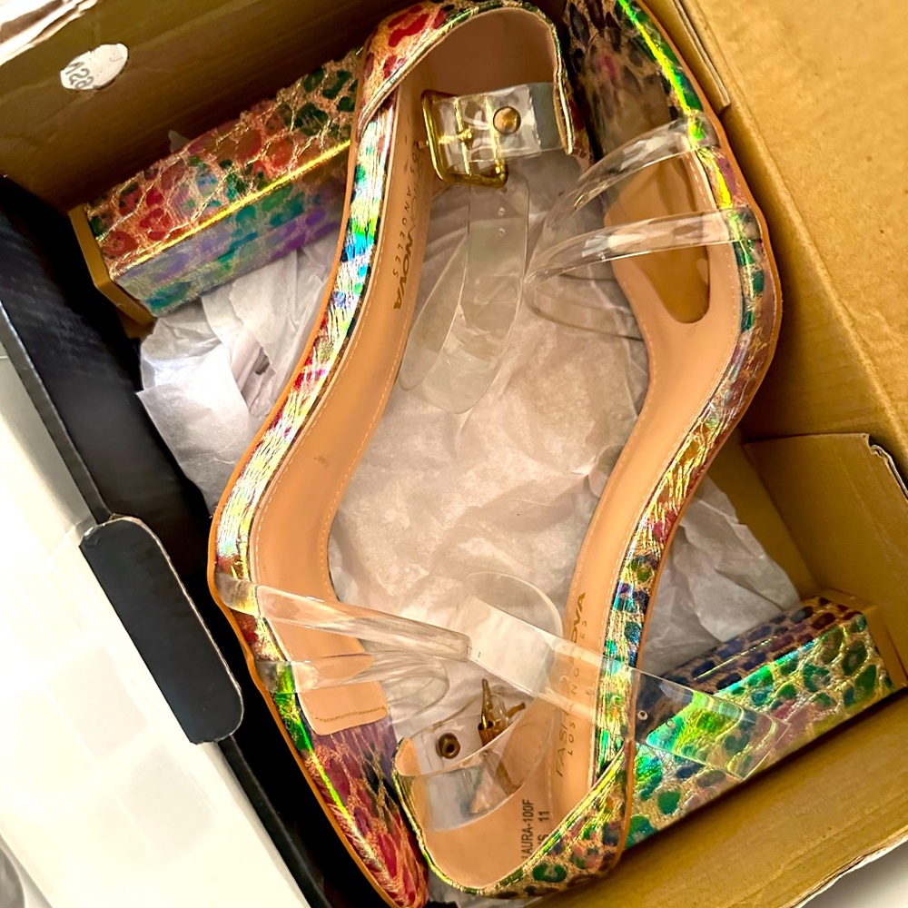 Multicolor Cheetah Pattern Heels Women's Heels